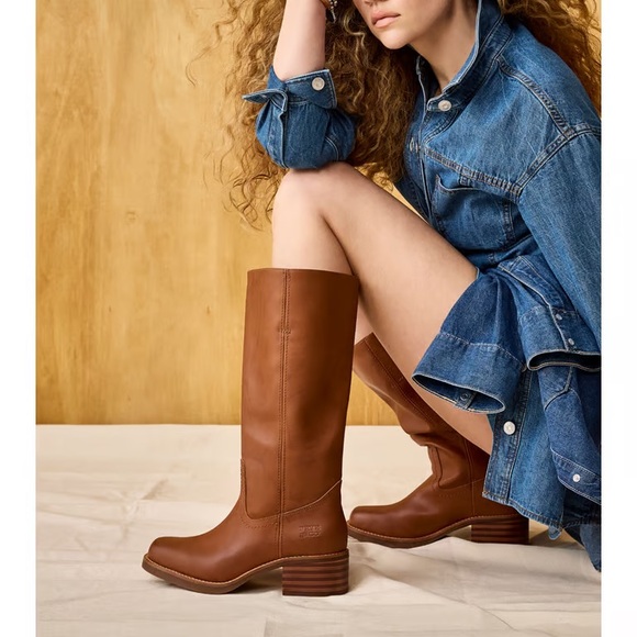 FRYE AND CO. Miranda Burnt Orange Leather Mid-Calf Heeled Boots sz 9.5 - Picture 5 of 5